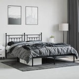 Metal Bed Frame without Mattress with Headboard Black 180x200cm 353541