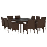 11 Piece Garden Dining Set Poly Rattan Brown 3095932