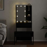 LED Dressing Table Set 2 pcs Black Oak Engineered Wood 3333069