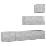 4 Piece TV Cabinet Set Concrete Grey Engineered Wood 3079156