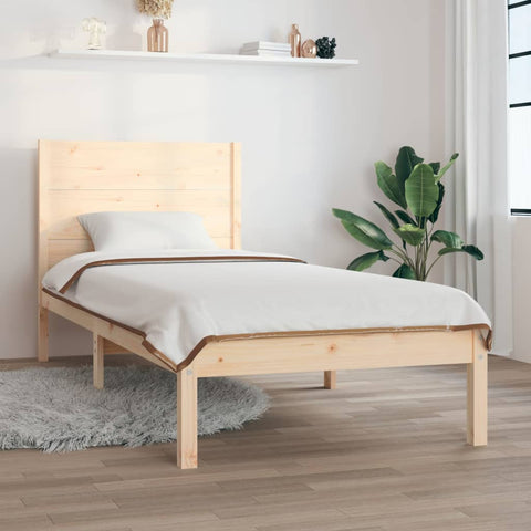 ZNTS Bed Frame without Mattress 90x190 cm Single Solid Wood 3104118