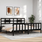 Bed Frame without Mattress Black 200x200 cm Solid Wood Pine 3192580