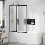 Shower Screen Folding Black 132 x 2 x 140 cm Aluminium 42009755