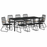 Garden Dining Set 9 pcs Black Powder-Coated Steel 3379176