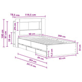 Bed Frame with Storage Smoked Oak 90 x 200 cm Engineered Wood 3434019
