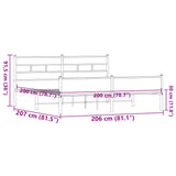 Metal Bed Frame without Mattress Brown Oak 200x200 cm 3308520