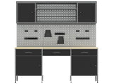 Work Cabinet with Drawer 10 pcs Black Engineered Wood and Steel 3321454