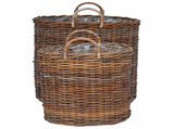Planter Basket with Storage 2 pcs Brown Lacak Rattan 42020952