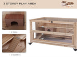 Wooden Hamster Cage, Mice Rodent Small Animals Kit Hutch, 3 Tiers Exercise Play House, with Wheels, T3398P555150