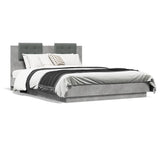 Bed Frame with LED without Mattress Concrete Grey 140x200 cm 3210013