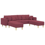 Fabric Sofa with Cushion 3 pcs Wine Red 208 cm Fabric 3335165