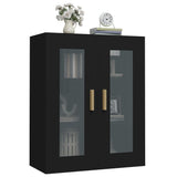 Hanging Wall Cabinet Black Engineered wood, glass Medium 812277