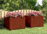 Planters with Legs 2 pcs Rusty 50x50x50 cm Corten Steel 823683