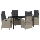 Garden Dining Set with Cushion 5 pcs Light Grey Poly Rattan 3380522