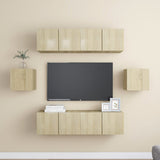 6 Piece TV Cabinet Set Sonoma Oak Engineered Wood 3078997
