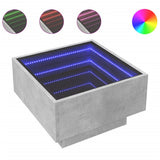 Coffee Table with LED Concrete Grey 50x50x30 cm Engineered Wood 847507