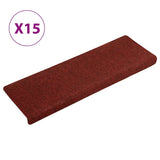Stair Mats Self-adhesive 15 pcs 65x21x4 cm Bordeaux Red Rectangular Edge 134565