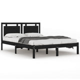 Bed Frame without Mattress Black 200x200 cm Solid Wood 3105559