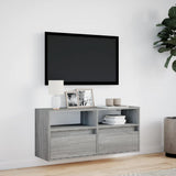 TV Wall Cabinet with LED Lights Grey Sonoma 100x31x45 cm 852339