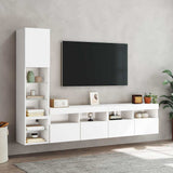 4 Piece TV Wall Units with LED White Engineered Wood 3216711