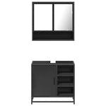 ZNTS 2 Piece Bathroom Furniture Set Black Engineered Wood 3300935