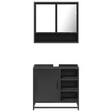 ZNTS 2 Piece Bathroom Furniture Set Black Engineered Wood 3300935