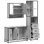 ZNTS 3 Piece Bathroom Furniture Set Grey Sonoma Engineered Wood 3301163