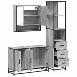 ZNTS 3 Piece Bathroom Furniture Set Grey Sonoma Engineered Wood 3301163