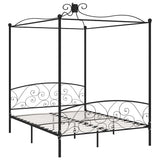 Canopy Bed Frame without Mattress Black Metal 180x200 cm Super King 284479