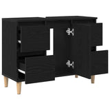 Bathroom Sink Cabinet Black Oak 80 x 33 x 60 cm Engineered Wood 862813