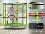 Kids Trampoline, with Enclosure Net, Steel Frame, for Ages 3-6 Years - Green T3398P348069