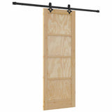 Sliding Door Natural and Black 73.5 x 198.5 cm Solid Pine Wood 3333522
