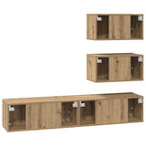 TV Cabinet Set Wall-mounted 4 pcs Artisan Oak Engineered Wood 3393395