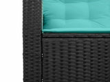 Garden Sofa with Cushion 2 pcs Black and Turquoise Poly rattan 4103880