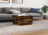 Coffee Table with LED Lights Smoked Oak 50x50x40 cm 839872