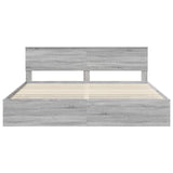 Bed Frame with Drawer Grey Sonoma 200 x 200 cm Engineer Wood 3410677