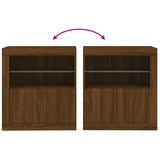 Sideboard with LED Lights Brown Oak 60.5x37x67 cm 836622