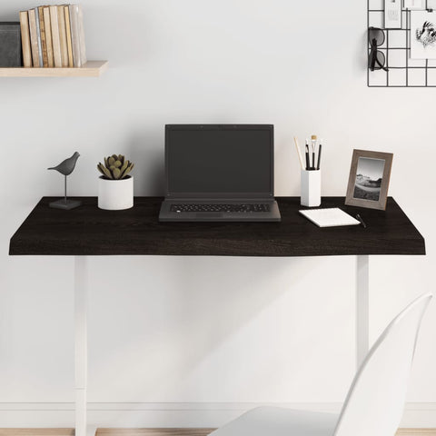 Table Top Dark Brown 100x50x cm Treated Solid Wood Oak 3156429