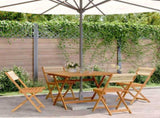 5 Piece Garden Dining Set Beige Polypropylene and Solid Wood 3281783