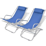 Sunlounger Set of 2 Blue Powder-coated steel frame, PVC seat 42935