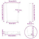 Dining Table Legs V-Shape 3 pcs White 70x cm Steel 4012661