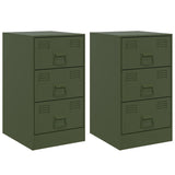 Bedside Cabinets 2 pcs Olive Green 34.5x39x62 cm Steel 841784