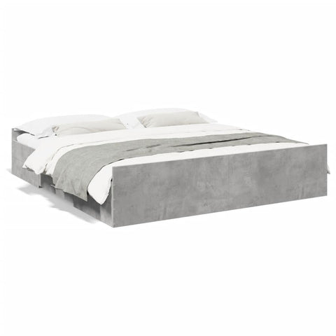 ZNTS Bed Frame with Drawers Concrete Grey 180x200 cm Super King Engineered Wood 3280275