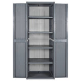 Garden Storage Cabinet Grey 65x45x172 cm PP Rattan 364063