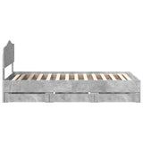 Bed Frame with Drawer Concrete Grey 100 x 200 cm Engineer Wood 3413036