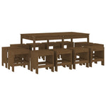 ZNTS 13 Piece Garden Dining Set Honey Brown Solid Wood Pine 3157724