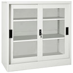 Sliding Door Cabinet Light Grey 90x40x90 cm Steel 335955