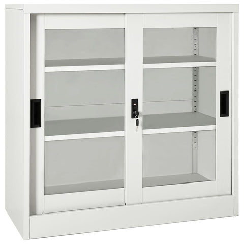 Sliding Door Cabinet Light Grey 90x40x90 cm Steel 335955