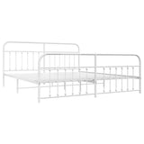 Bed Frame White Powder-Coated Steel Double Industrial Bed Frame 352651