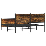 Metal Bed Frame without Mattress Smoked Oak 150x200 cm King Size 3301353